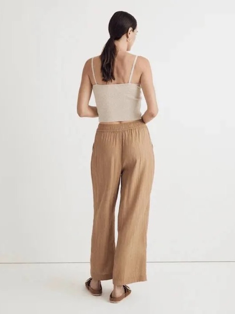 Madewell Crinkle Crepe Straight Peg Crop Pant large pockets cottage core coast - Picture 3 of 8